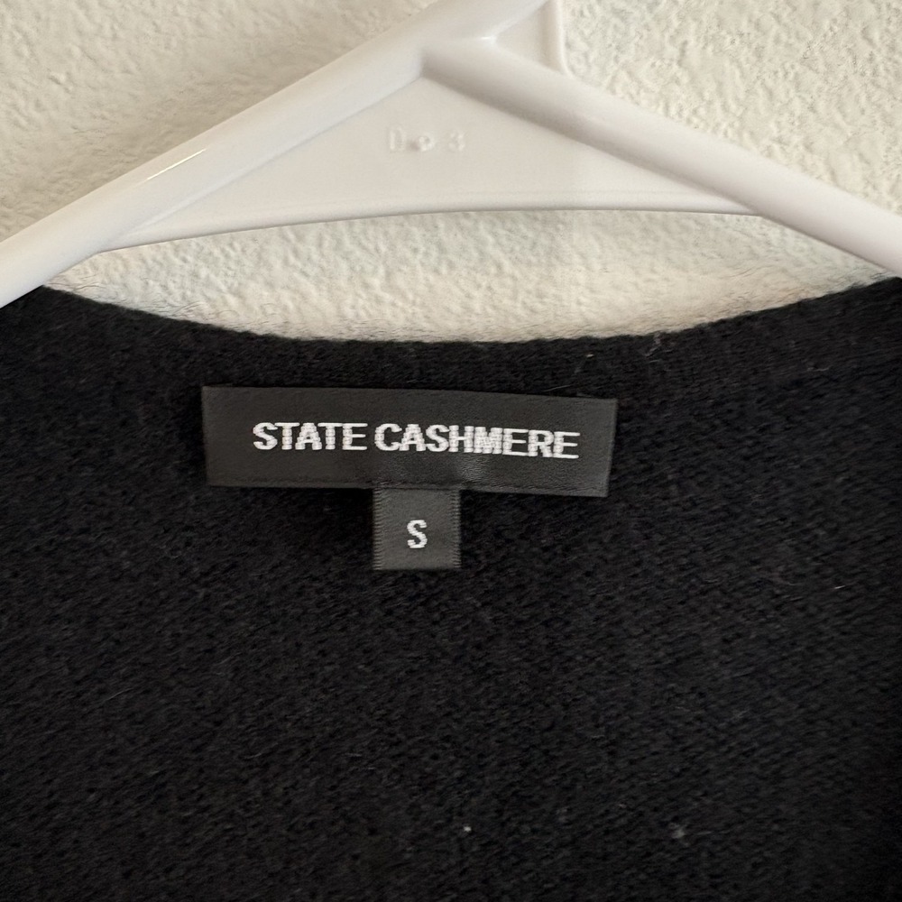 State Cashmere Cardigan Black Midi Women S Black Classic Quiet Luxury Duster - Picture 3 of 10